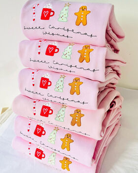 Embroidered Christmas Jumper 'Sweet Christmas Wishes', 4 of 7