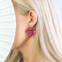 Pink Glitter Heart Shaped Dangle Earrings, thumbnail 1 of 6