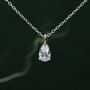 Sterling Silver One Carat Moissanite Solitaire Pear Cut Pendant Necklace, thumbnail 1 of 11