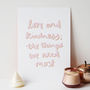 Love And Kindness Hand Lettered Typography Quote Print, thumbnail 2 of 4