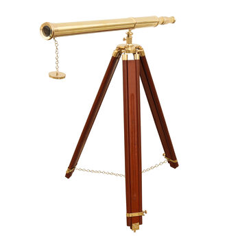 Adjustable 60 Inch Brass Floor Telescope With Wooden Tripod, 3 of 5