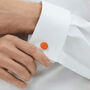 Woven Fabric Faced Cufflinks Orange, thumbnail 2 of 4