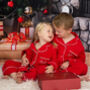 Child Red Christmas Pyjamas With White Piping, thumbnail 1 of 3