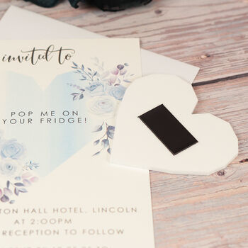 Geometric Watercolour Flowers Wedding Invitation Magnet, 3 of 9