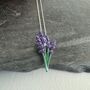 Lavender Purple Flower Necklace, Silver Plated, thumbnail 1 of 2