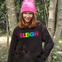 Neon Rainbow Sleigh Christmas Sweatshirt Jumper, thumbnail 1 of 6