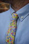 Mens Bold Yellow Berry Print Slim Style Tie, thumbnail 1 of 11