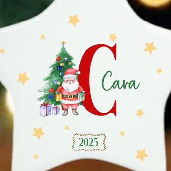 Personalised Christmas Star Bauble With Initial And Santa Keepsake Gift, 5 of 5