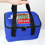 Personalised Football Crazy Blue Lunch Bag, thumbnail 3 of 4