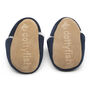 Dotty Fish Navy Soft Suede Baby And Toddler Slippers, thumbnail 7 of 8