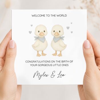 Neutral New Baby Twins Card, Goose New Baby Card, Girl Or Boy, 3 of 5