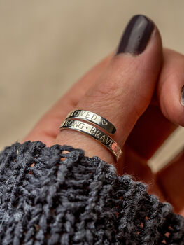 Affirmations Sterling Silver Ring I Am Strong, 9 of 9