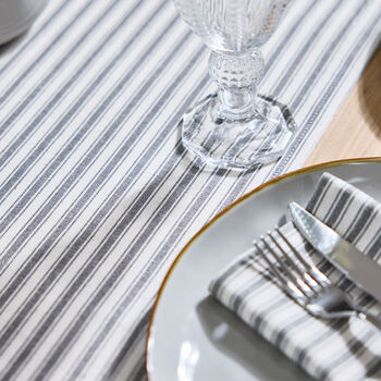 Grey Striped Cotton Table Runner, 3 of 5