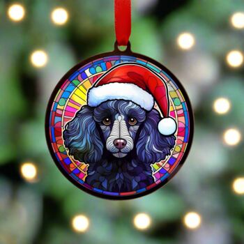 Poodle Black In Santa Hat Suncatcher Decoration, 3 of 6