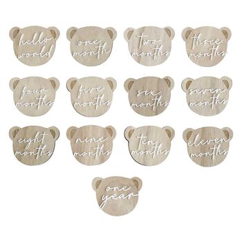 Wooden Teddy Bear Baby Milestone Signs, 2 of 3