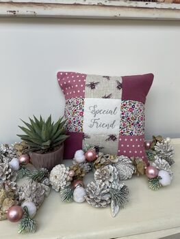 Special Friend Cushion Purple Bees And Flowers, 10 of 12