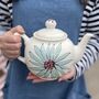 Personalised Hand Painted Dahlia Flower Teapot, thumbnail 2 of 6