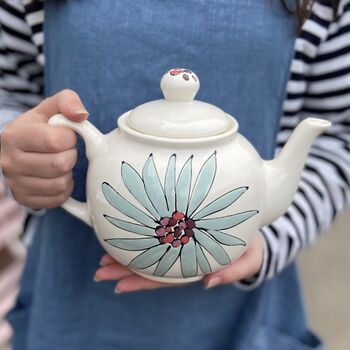 Personalised Hand Painted Dahlia Flower Teapot, 2 of 6