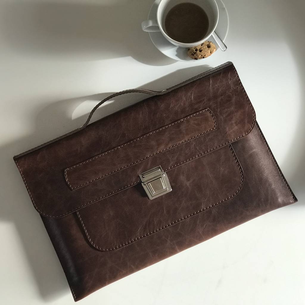 Leather Laptop Document Case With Clip By cutme