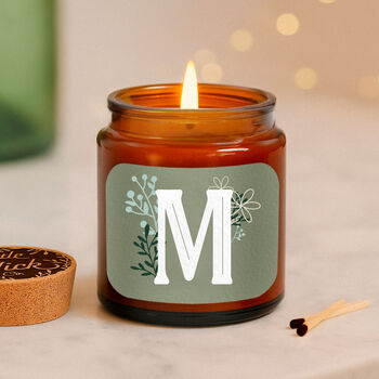 Alphabet Initial Candle • A Z • Scented Brown Glass Jar Candle, 6 of 9