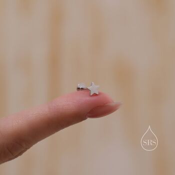 Tiny Star Internally Threaded Flat Back Earrings In Sterling Silver, 6 of 11