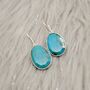 Blue Turquoise Silver Drop Earrings, thumbnail 6 of 8