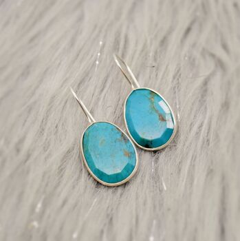 Blue Turquoise Silver Drop Earrings, 6 of 8