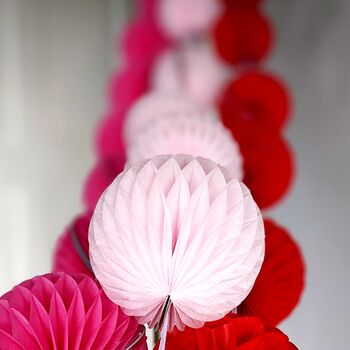 Honeycomb Paper Ball Garland Pinks And Red, 6 of 8