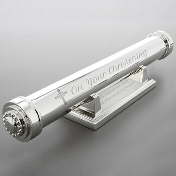 Personalised Christening Silver Plated Certificate Holder, 2 of 3