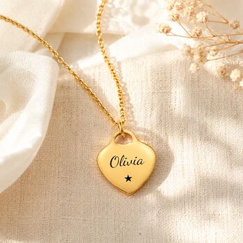 Personalised Heart Pendant Necklace Engrave Name Symbol, 5 of 7