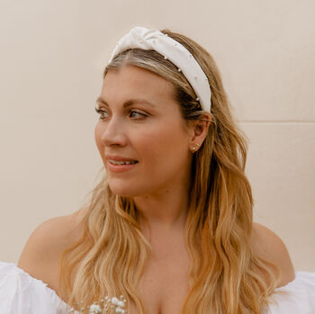 'Maya' Silk Pearl Bridal Headband, 2 of 3