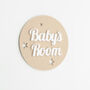 Baby’s Room Door Sign – Beige Round Plaque, thumbnail 2 of 4