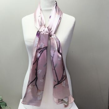 Ladies 100% Silk Scarf Ombre Light Pink, 3 of 5