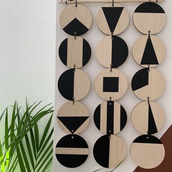 Black Geometric Wall Hanging Plywood Modern Art, 8 of 10