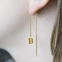 Personalised Gold Plated Silver Chain Threader Earrings, thumbnail 1 of 4