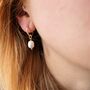 Thin Gold Hoop Earrings With Chunky Real Pearl Charms, thumbnail 4 of 4