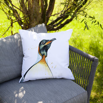 Inky Penguin Outdoor Cushion For Garden Furniture, 8 of 8