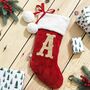 Personalised Small Red Embossed Velvet Stocking, thumbnail 1 of 4