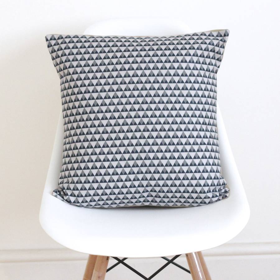 Geometric Blue And Grey Cushion Cover By QuirkyBee