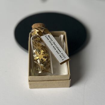 Tiny Gold Snowflakes In A Bottle Christmas Keepsake, 5 of 8
