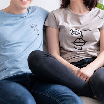 Line Drawing Unisex Fit T Shirt Set, 2 of 5