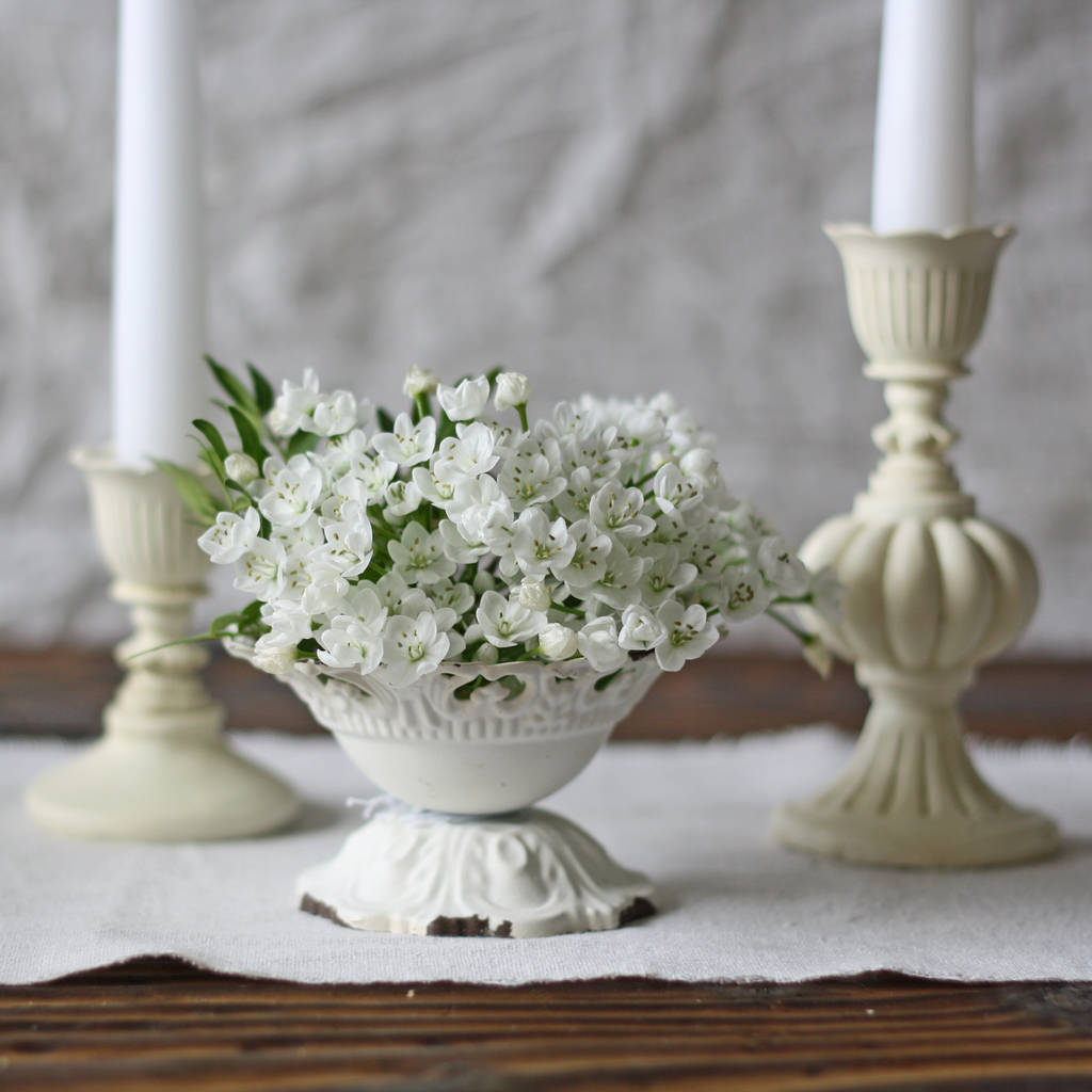 Antique White Compote Vase Urn Two Sizes By The Wedding of my Dreams