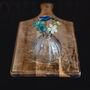 Teal And Turquoise Glass Flowers With Cut Glass Vase, thumbnail 2 of 10