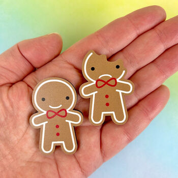 Kawaii Gingerbread Man Wooden Brooches Or Pins, 5 of 5