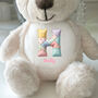 Personalised Patchwork Alphabet Cream New Baby Teddy Bear, thumbnail 5 of 7