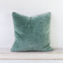 Sea Green Velvet Cushion, thumbnail 2 of 3