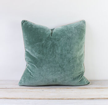 Sea Green Velvet Cushion, 2 of 3