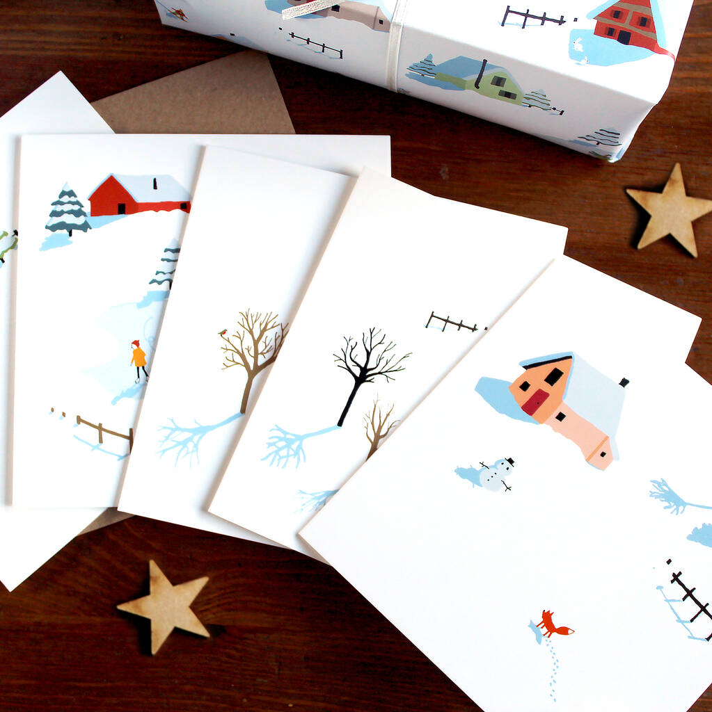 Dog Walkers In The Snow Christmas Card By Tamzin Harris