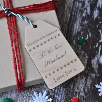 Personalised 'Happy Christmas' Wooden Gift Tag, 3 of 3