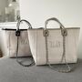 Personalised Stone Large Chain Initial Tote Beach Bag, thumbnail 3 of 6